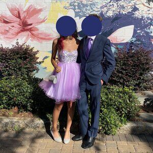 Lilac Strapless Sweetheart Layered Tulle Dress Homecoming/Prom Size XS
